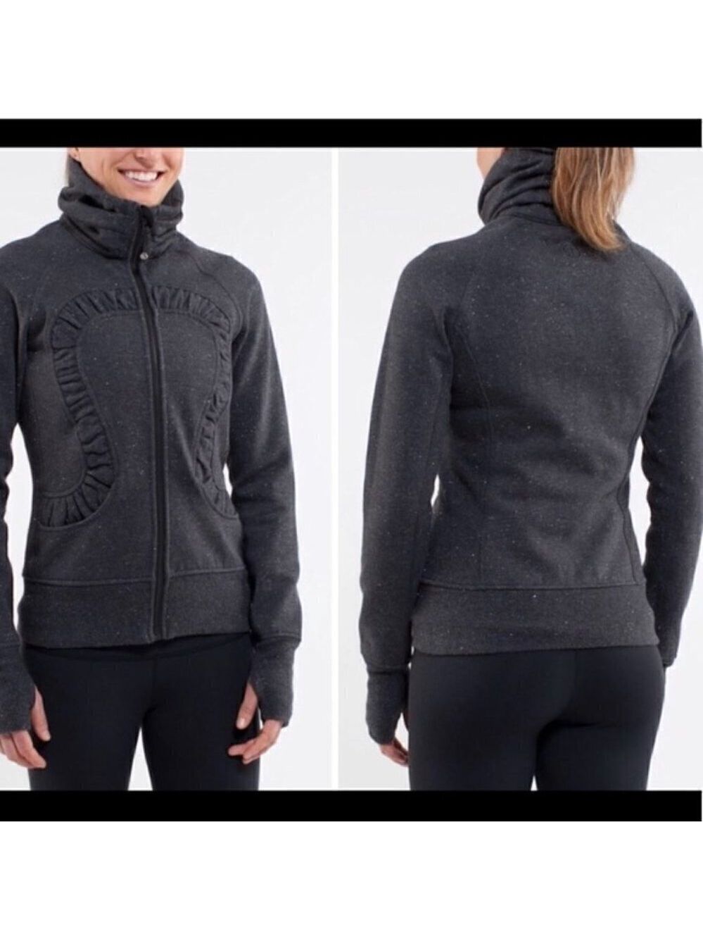 LULULEMON Heathered Black with Sparkle Cuddle Up Jacket Size 4